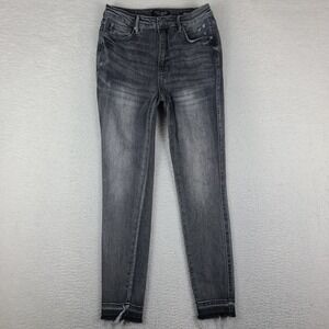 Judy Blue Jeans Womens 9/29 Gray Skinny Fit Fray Dark Wash Denim JB88792